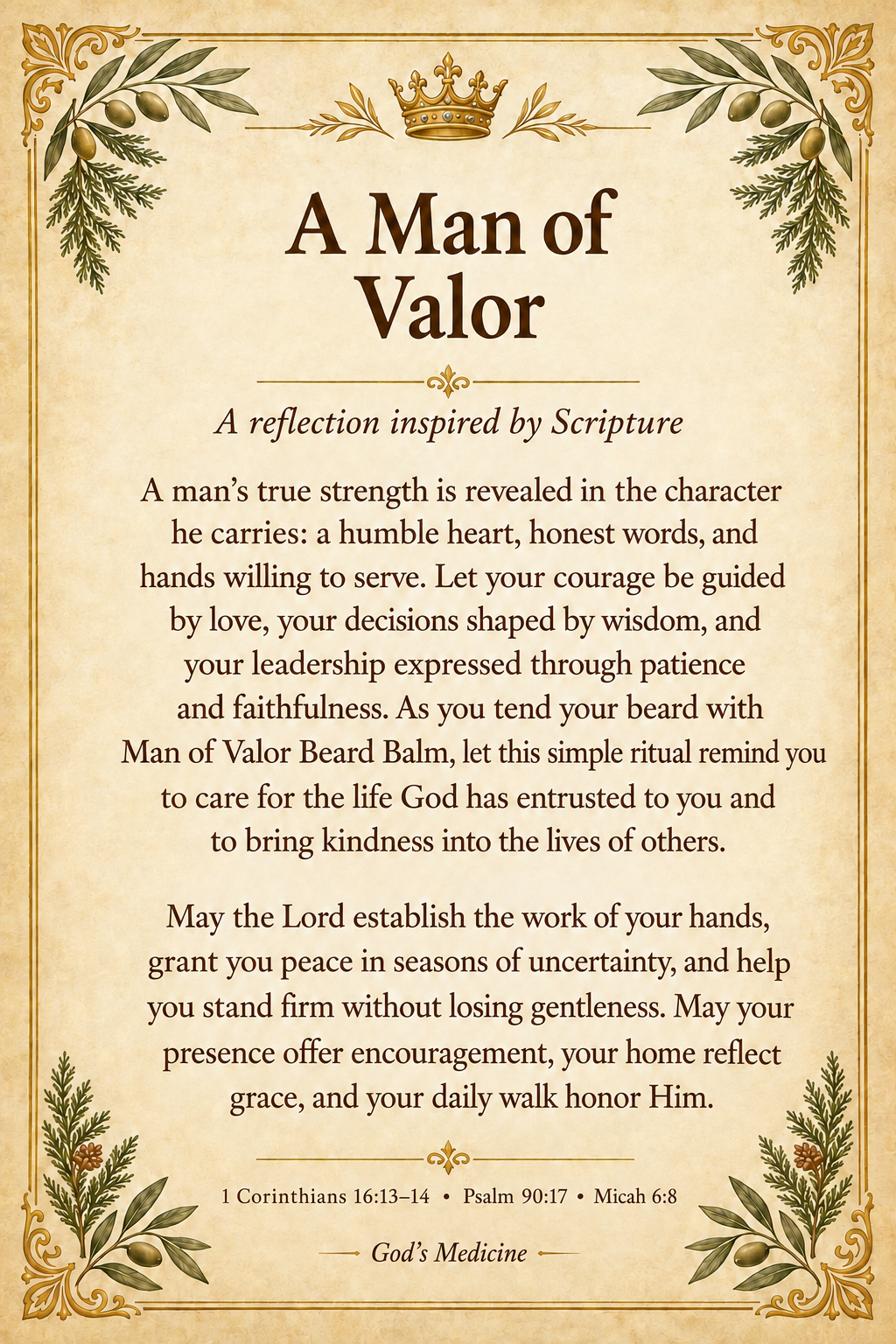 A Man of Valor devotional parchment