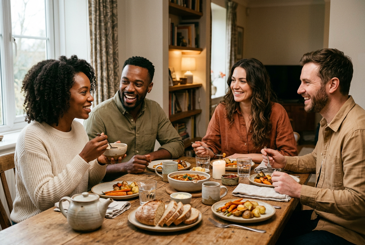 Friends sharing dinner