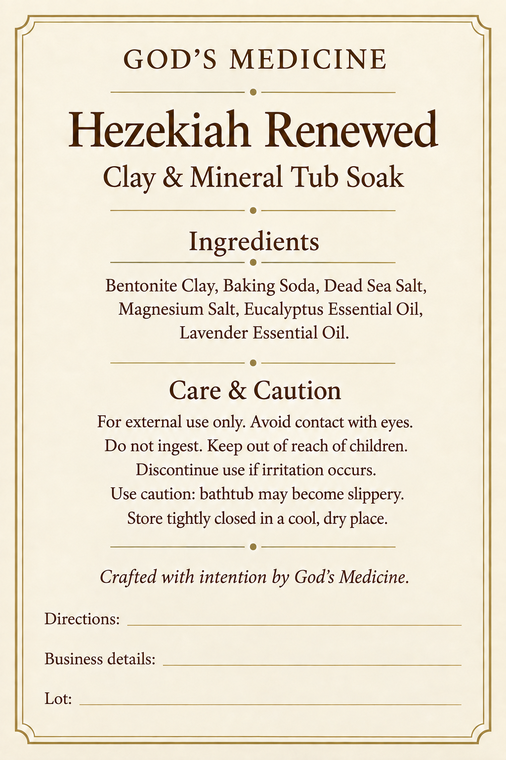 Hezekiah Renewed | Clay & Mineral Bath Soak